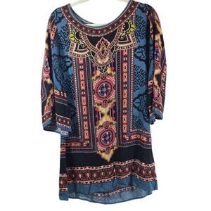 Flying Tomato Women's Boho Blouse, Size Large, Long Sleeve